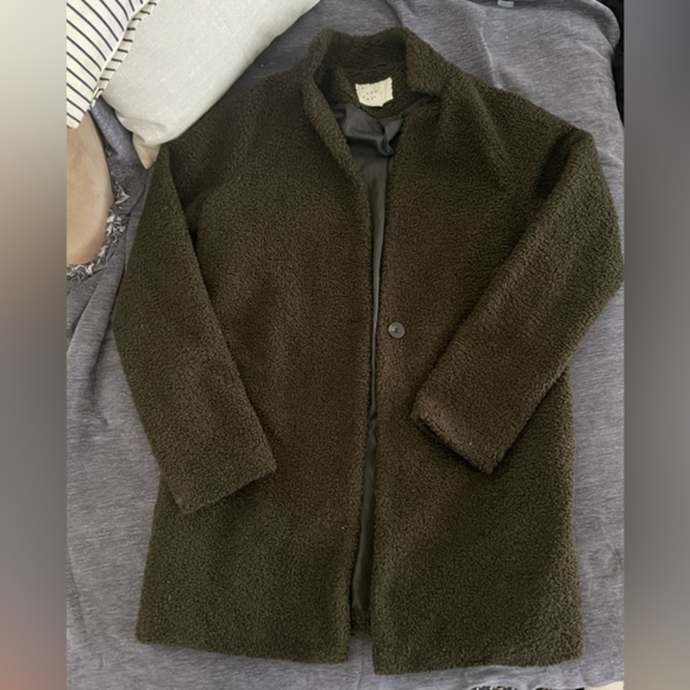 Olive Green Teddy coat NWOT